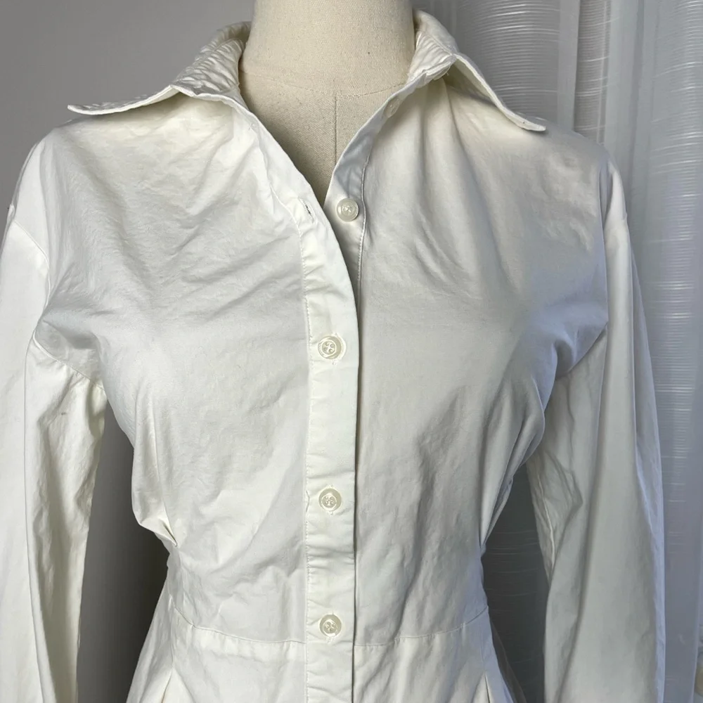 L'Academie Evianna Shirt Dress in Cream White Size Small Cut Out Open Back Bow